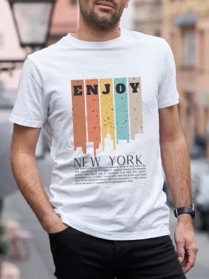 Enjoy (New York) –  white cotton unisex T-shirt