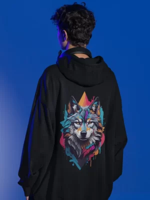 Wolf oversized Black hoodie for men