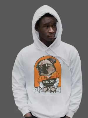 Cool Dog white hoodie for men