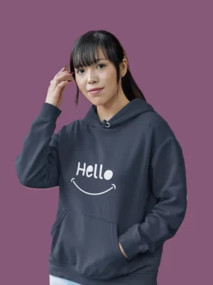 Hello Navy Blue hoodie for women