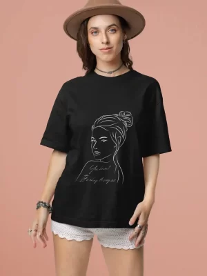 Its ok to say no, black oversized T-shirt for women