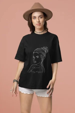 Its ok to say no, black oversized T-shirt for women