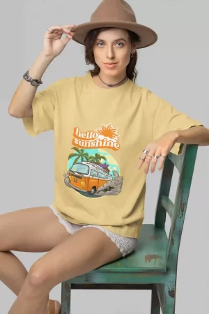 Sunshine Beige Oversized Tshirt for women