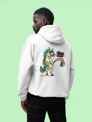 Thug life unicorn white hoodie for men