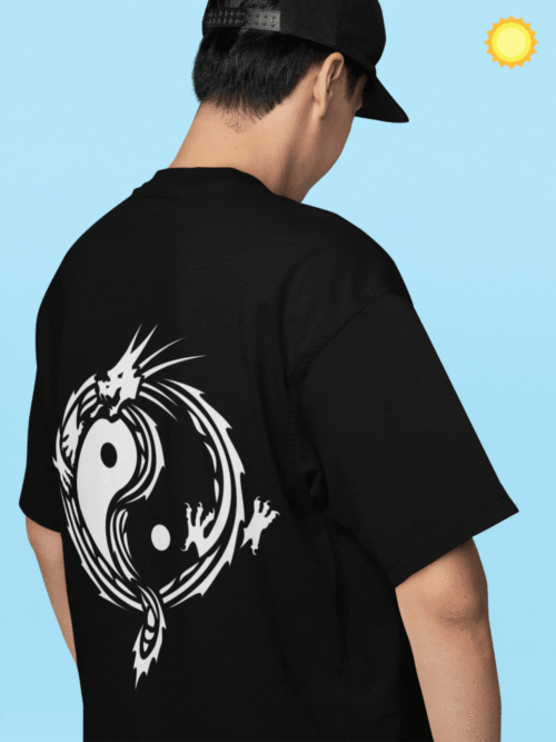 Dragon Yin-Yang Glow in the Dark Oversized Tshirt